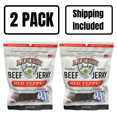 Red Pepper Beef Jerky | 3 oz. Bag | Savory & Sweet Blend Of Beef, Pepper, & Brown Sugar | Tender, Thick Cut Pieces | Spice Lovers' Favorite Snack | All Natural | Cooked To Perfection | Hand Selected Cattle | Natural Protein | 2 Pack | Shipping Included